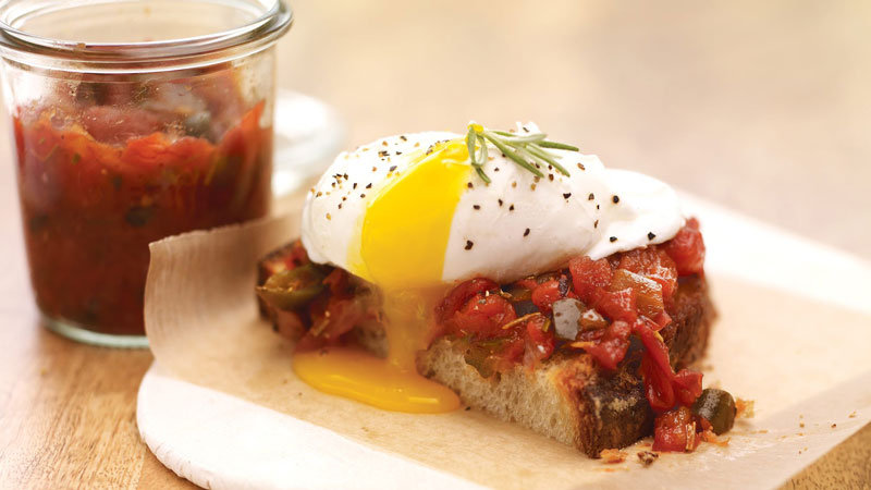 McCormick Rosemary Smoked Tomato Jam with Poached Egg