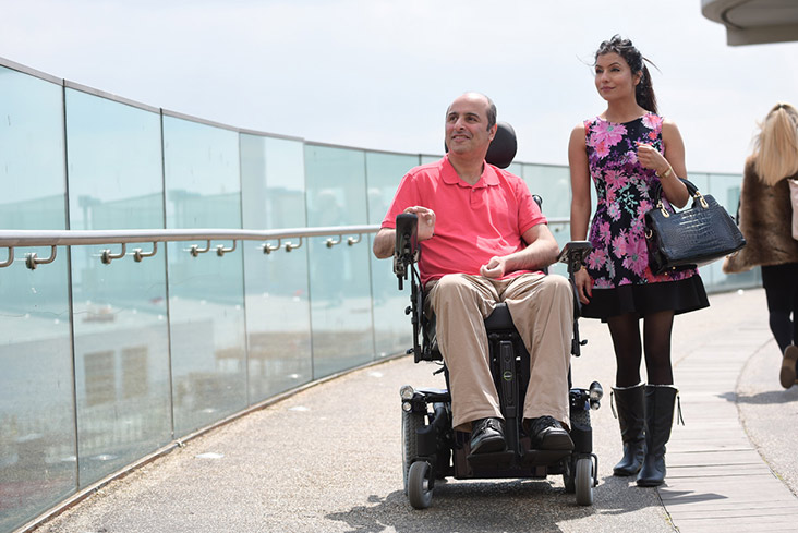 Motability Scheme customer using powered wheelchair