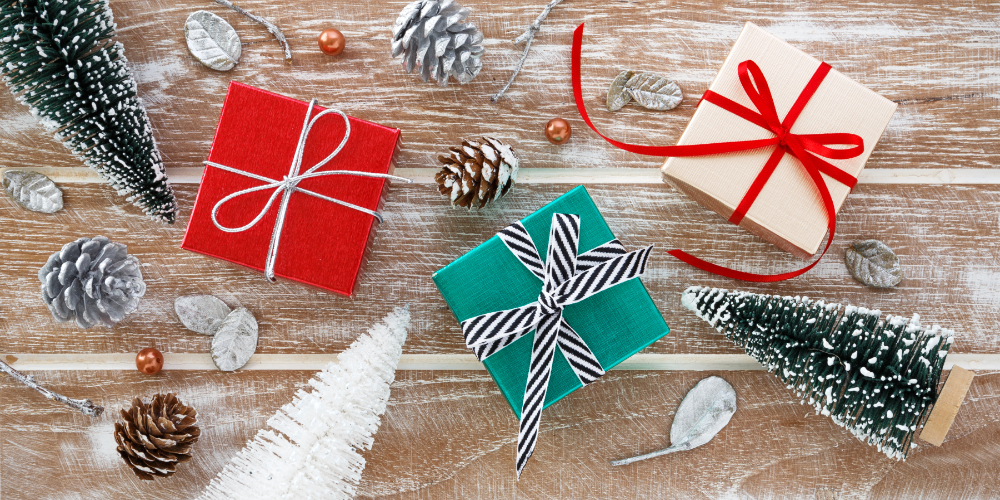 Christmas background flat lay