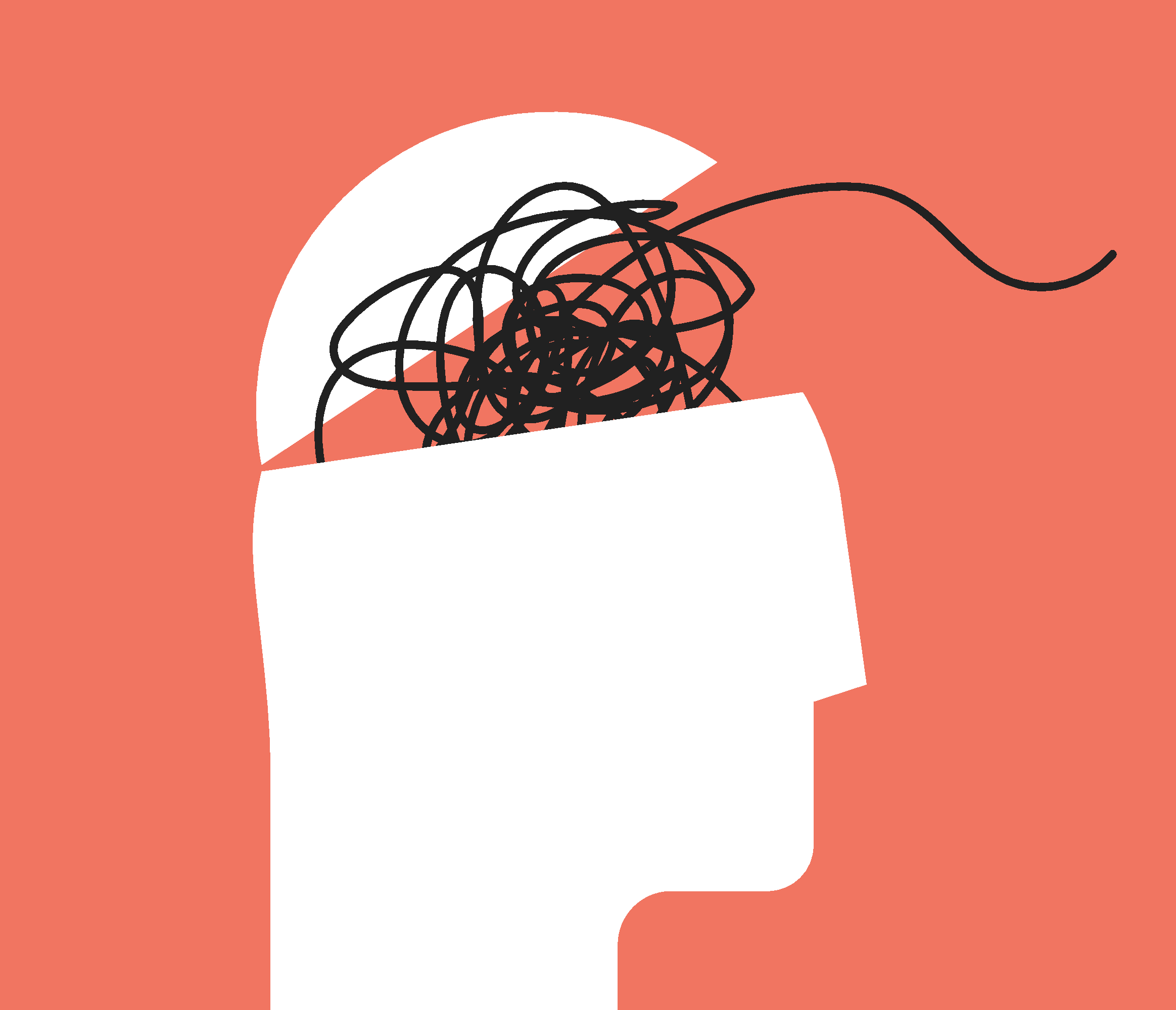 ADHD Attention disorder vector illustration of humans head silhouette with messy lines of thinks. Mental disorder icon. Vector illustration.