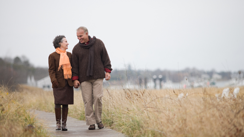 Mature couple walking