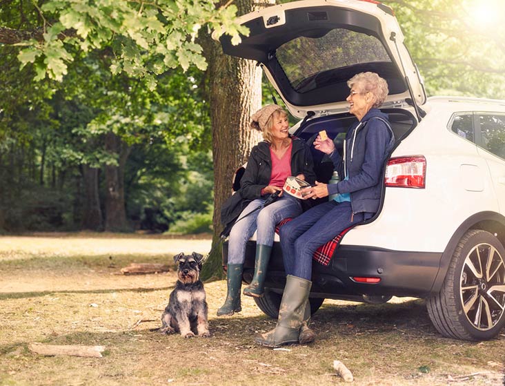 Ladies using Motability Scheme car for a picnic