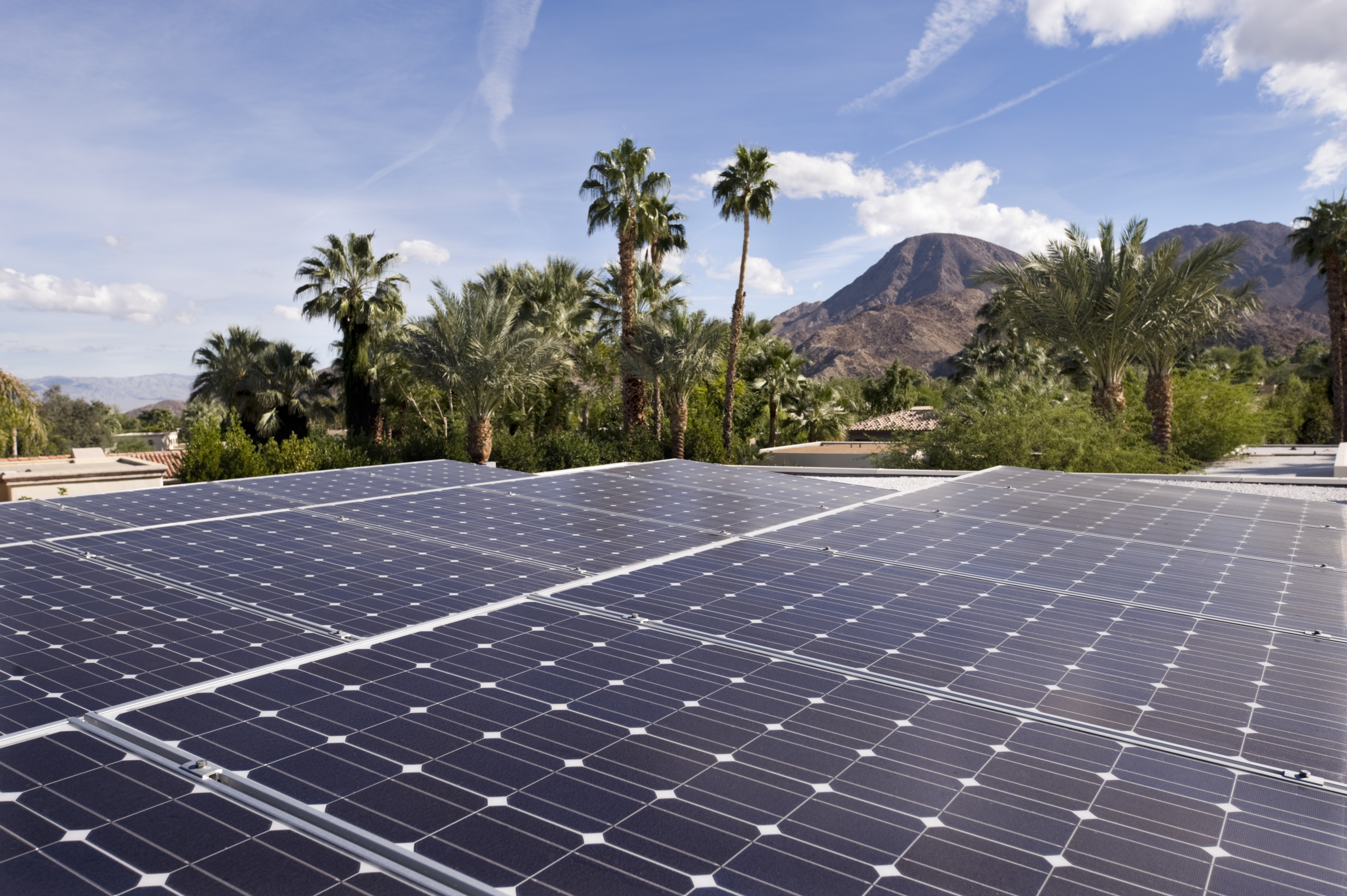 solar panels, desert home, nature