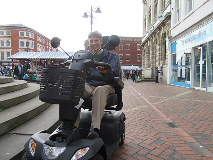 Motability Scheme customer on mobility scooter