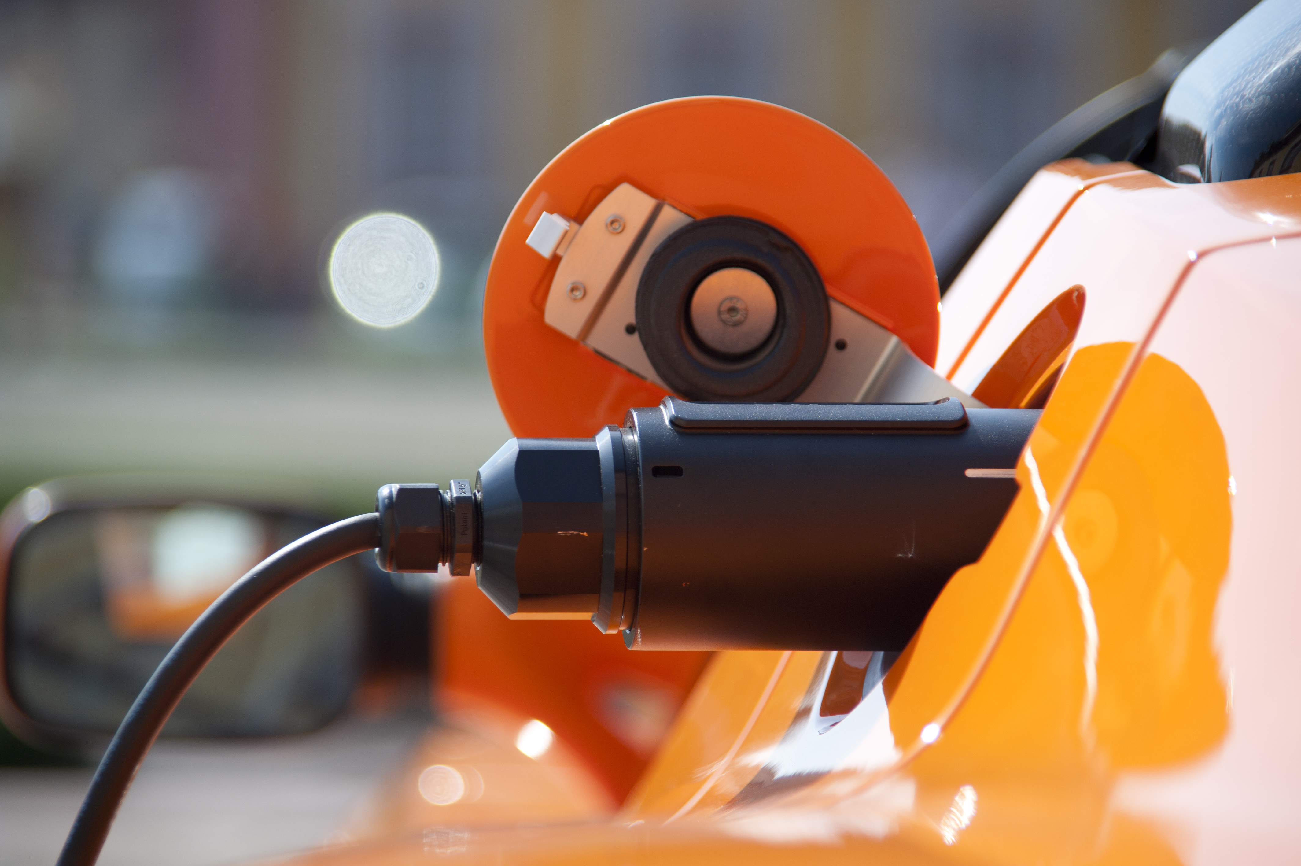 charge orange electric car