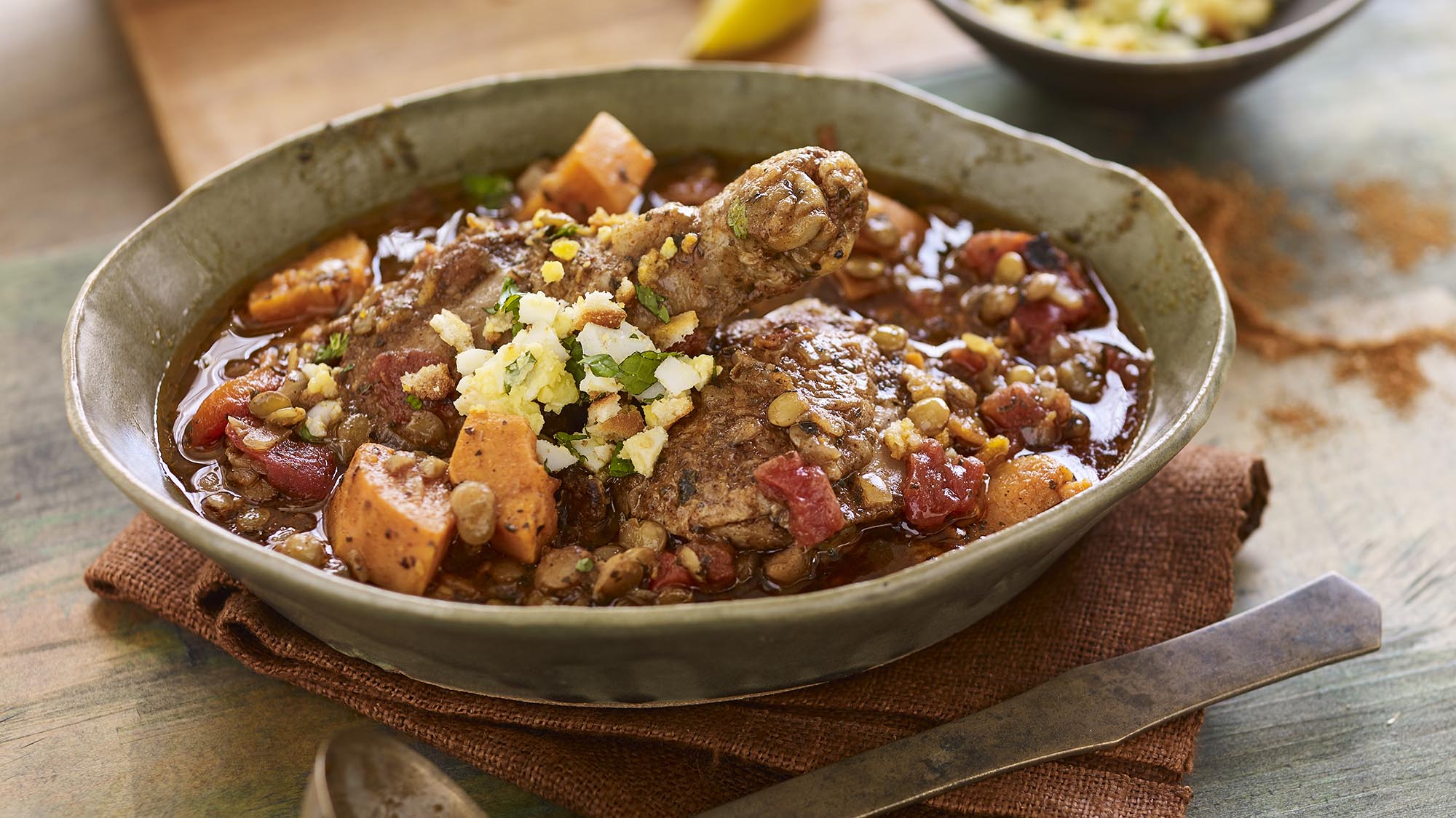 Kitchen Basics West African Chicken guisado com batatas doces