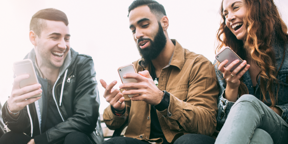Millennial Friends on Smart Phones