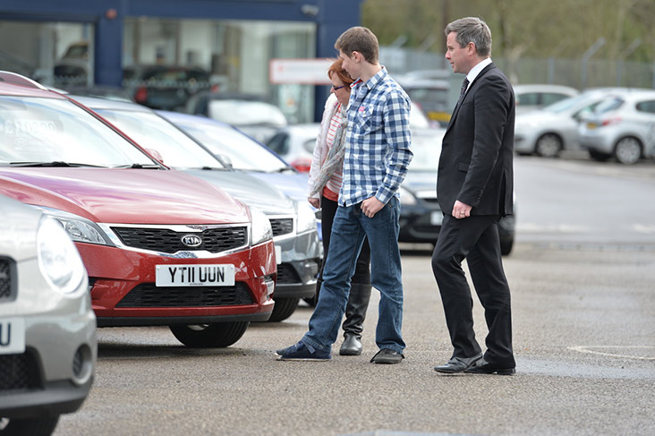 Browsing cars on the forecourt