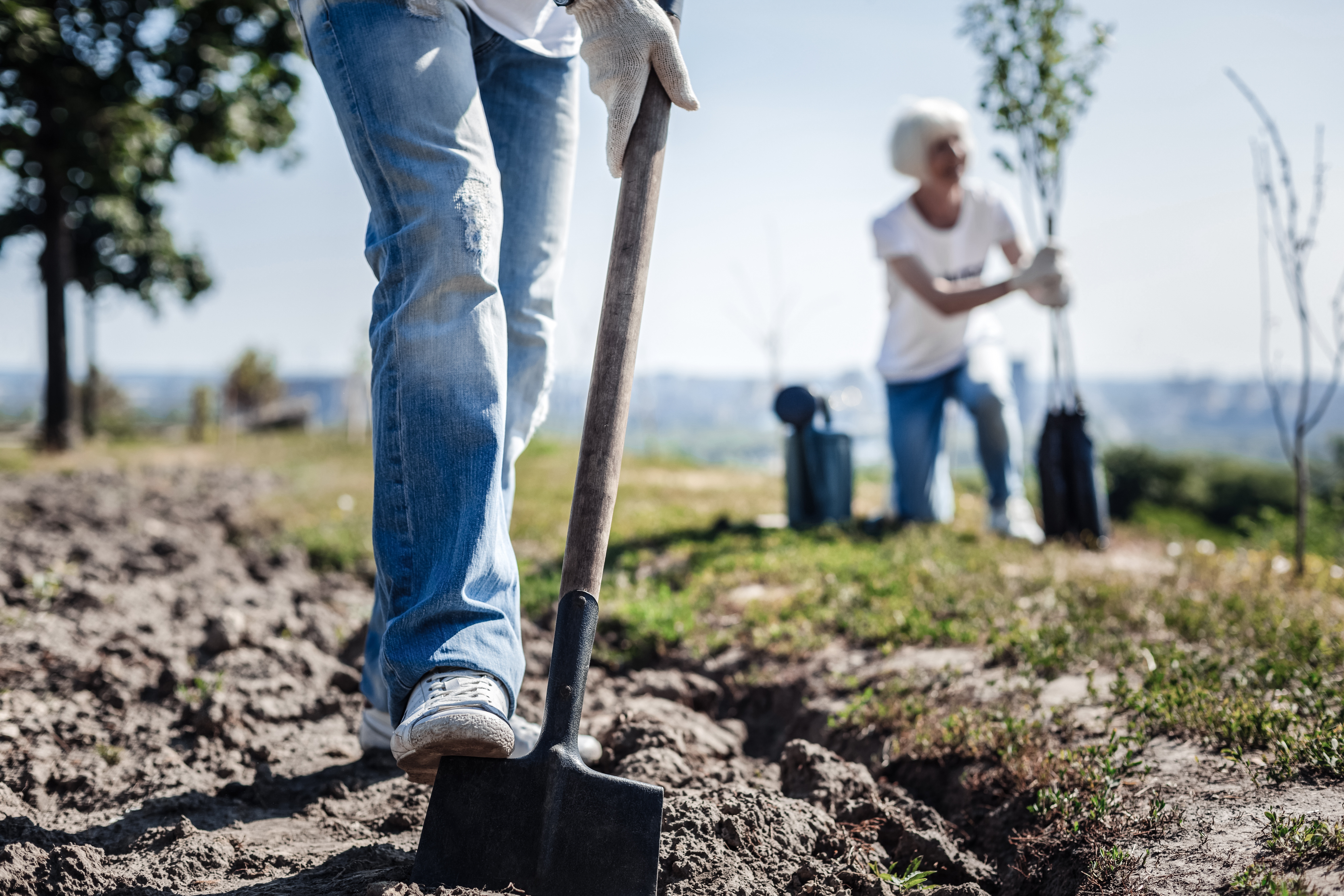 Nice strong man digging