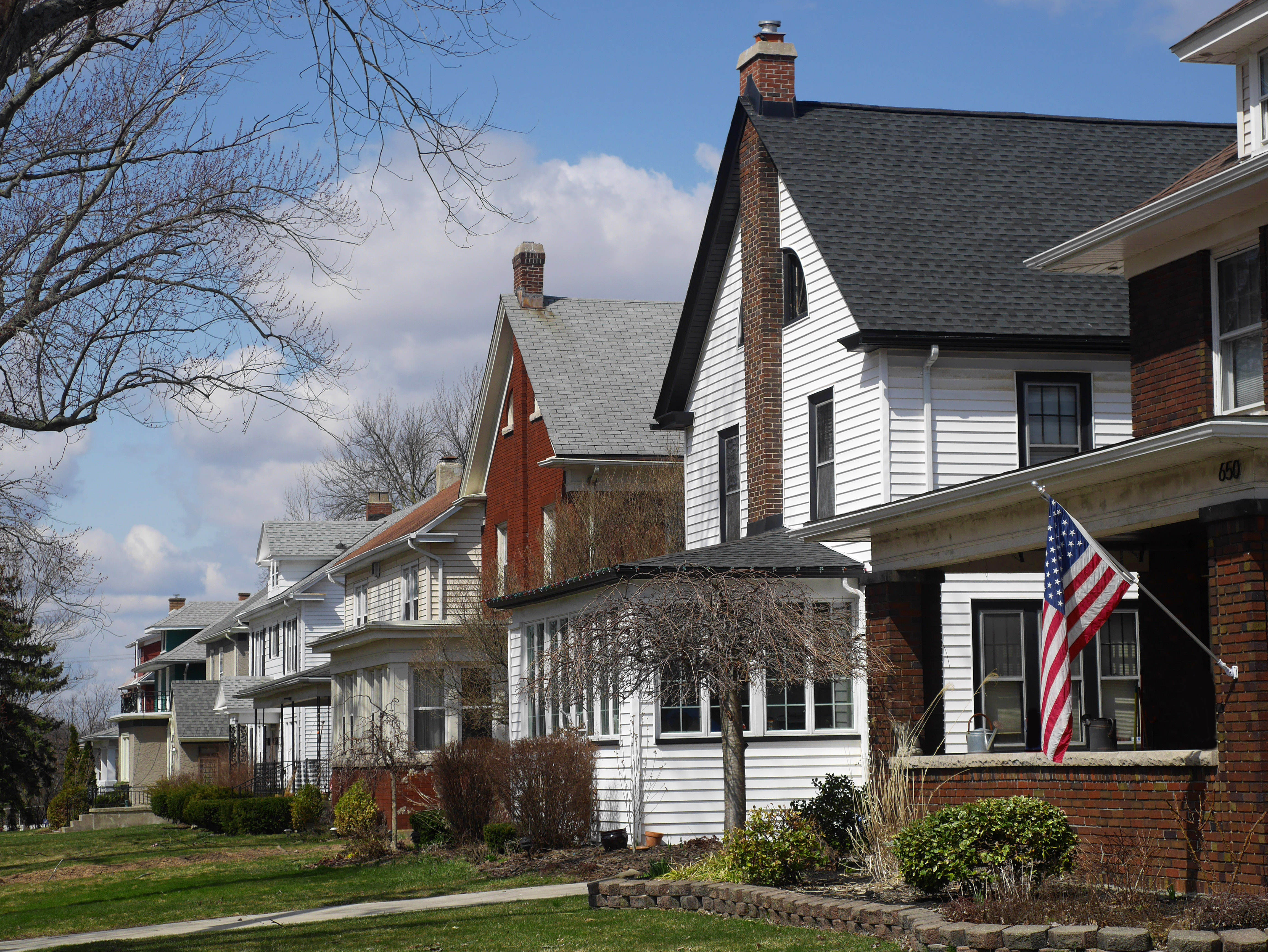 middle class houses on American suburban street