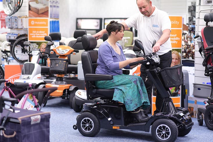 Motability Scheme customer using powered wheelchair