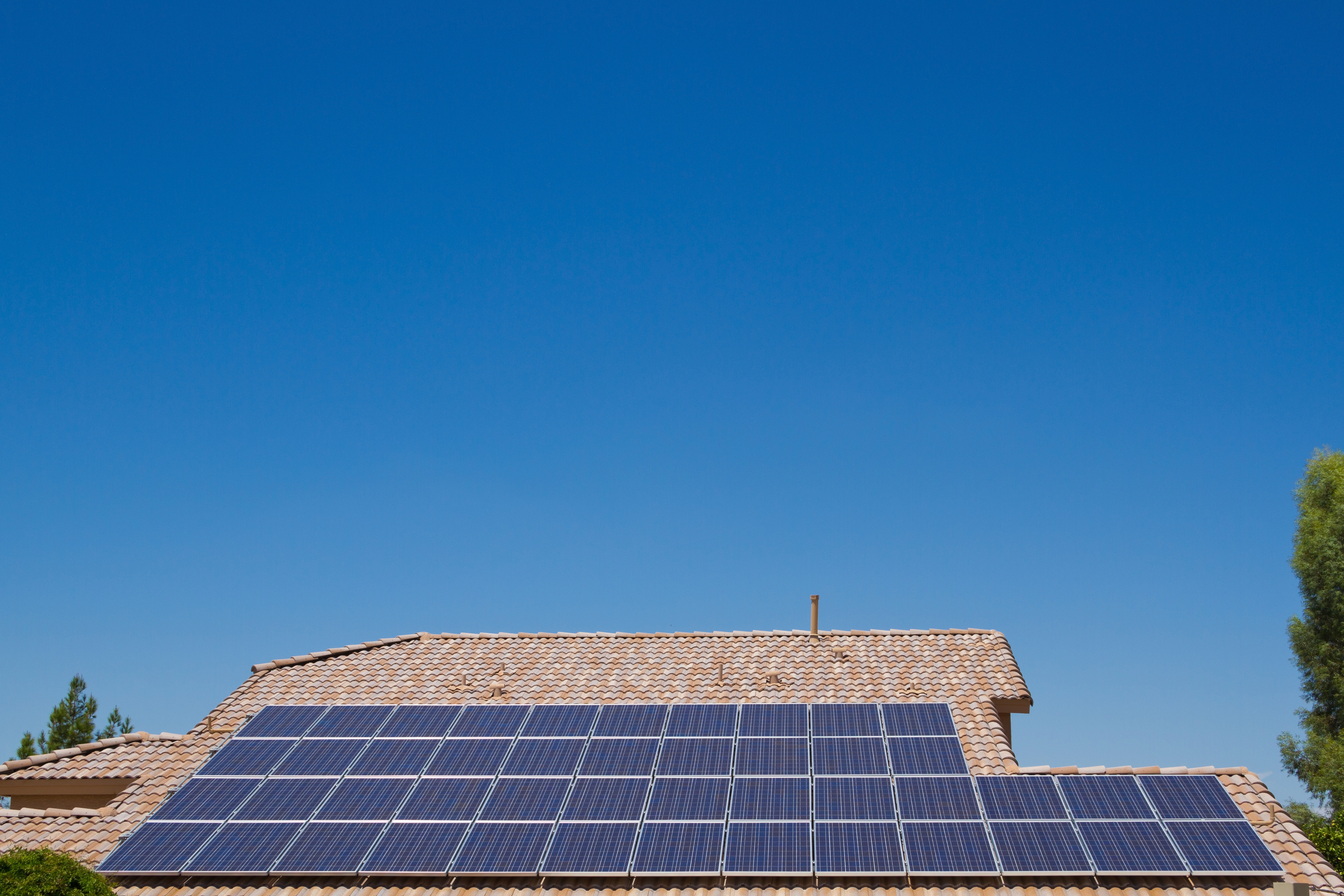 Solar Roof with Blue Sky