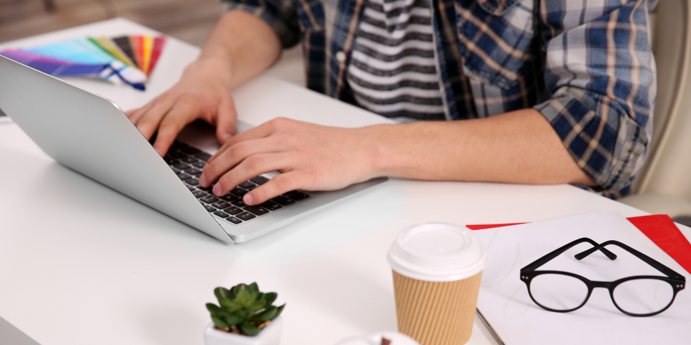 Man working at computer at office
